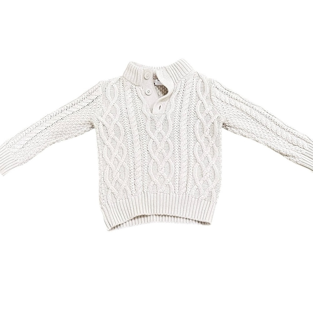 GAP Cream cable knit fisherman 1/4 button pullover sweater size 3t (boys)
